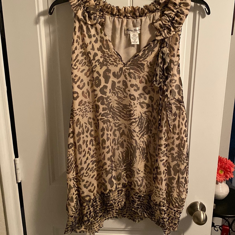 MARISA CHRISTINA Leopard Print Halter-style Blouse